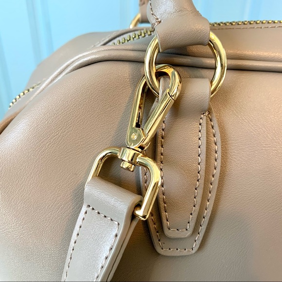 NWOT Cuore & Pelle Taupe Celeste Leather Satchel Bag 2 Handles + Crossbody Strap - Picture 9 of 13